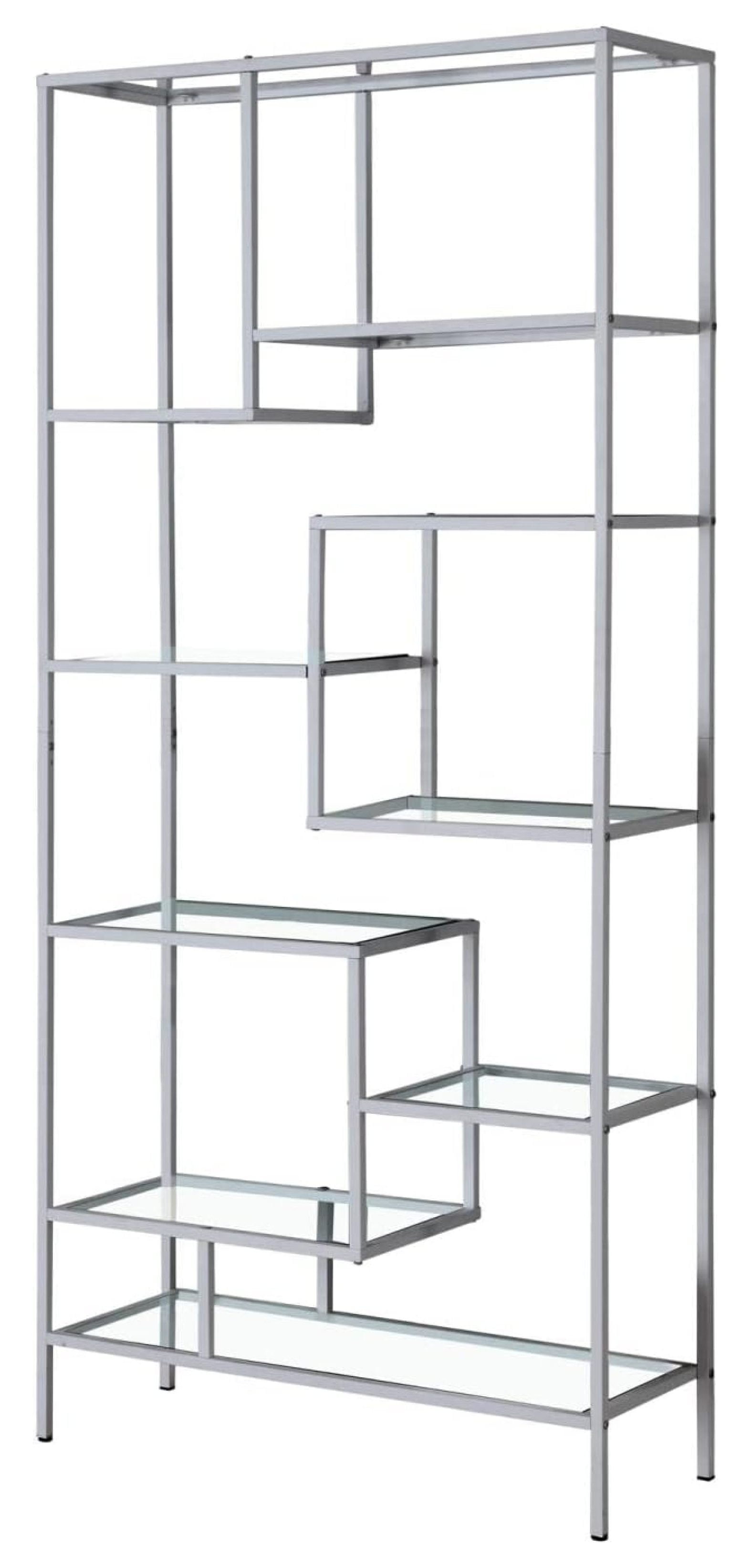 YANG97 MONARCH SPECIALITIES INC. Bookcase, 72 inch, Silver/Clear Glass ...