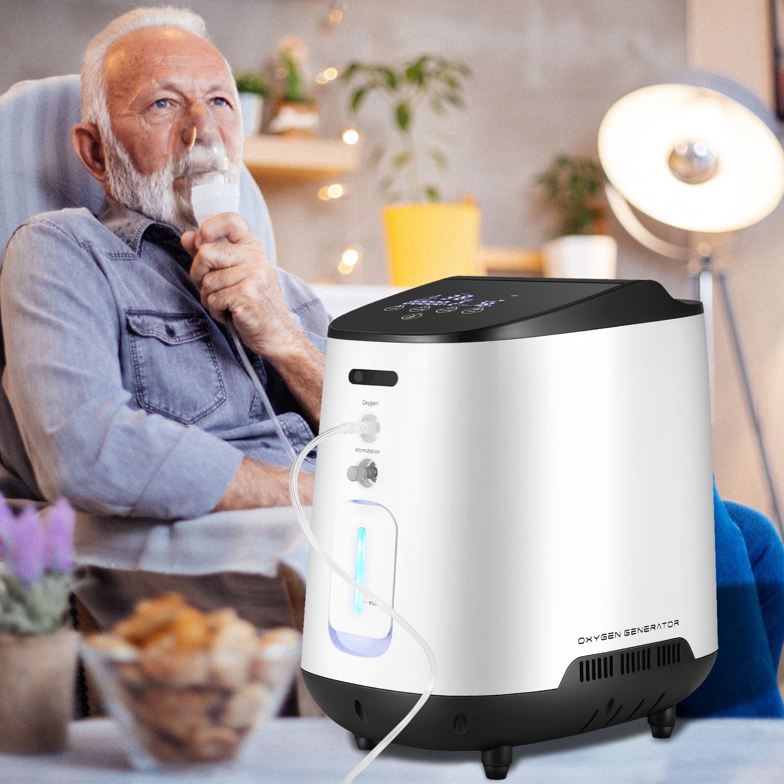 YANGKING 1-7L Oxygen Generator-Portable Machine Tube, Quiet, 35-90% Concentration, Home Travel Use, Remote Control, Lightwei B48