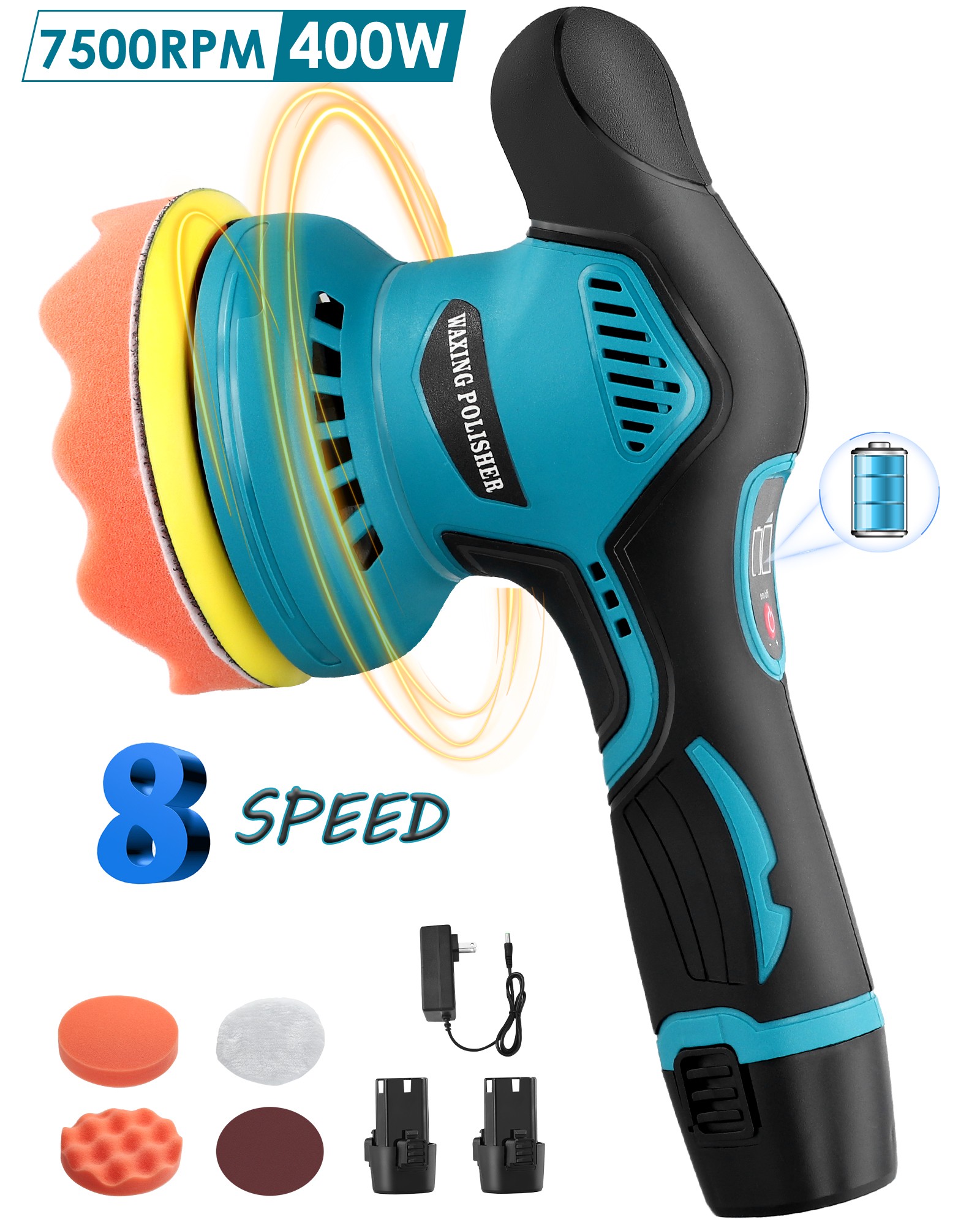 CHEEPUM Car Exterior Lights Wireless Buffer Polisher Electric Car Buffer Machine Polisher Waxer