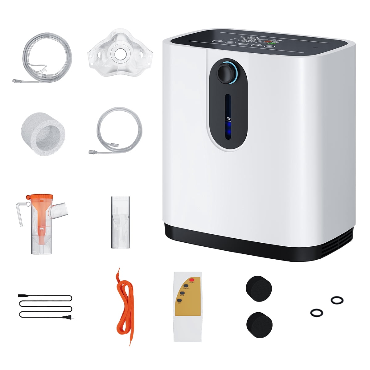 YANGKING Home use& Dual-Purpose Oxygen Generator-Portable Machine Tube w/Negative Ion - 1-7L Adjustable Flow, 48dB w/Remote control