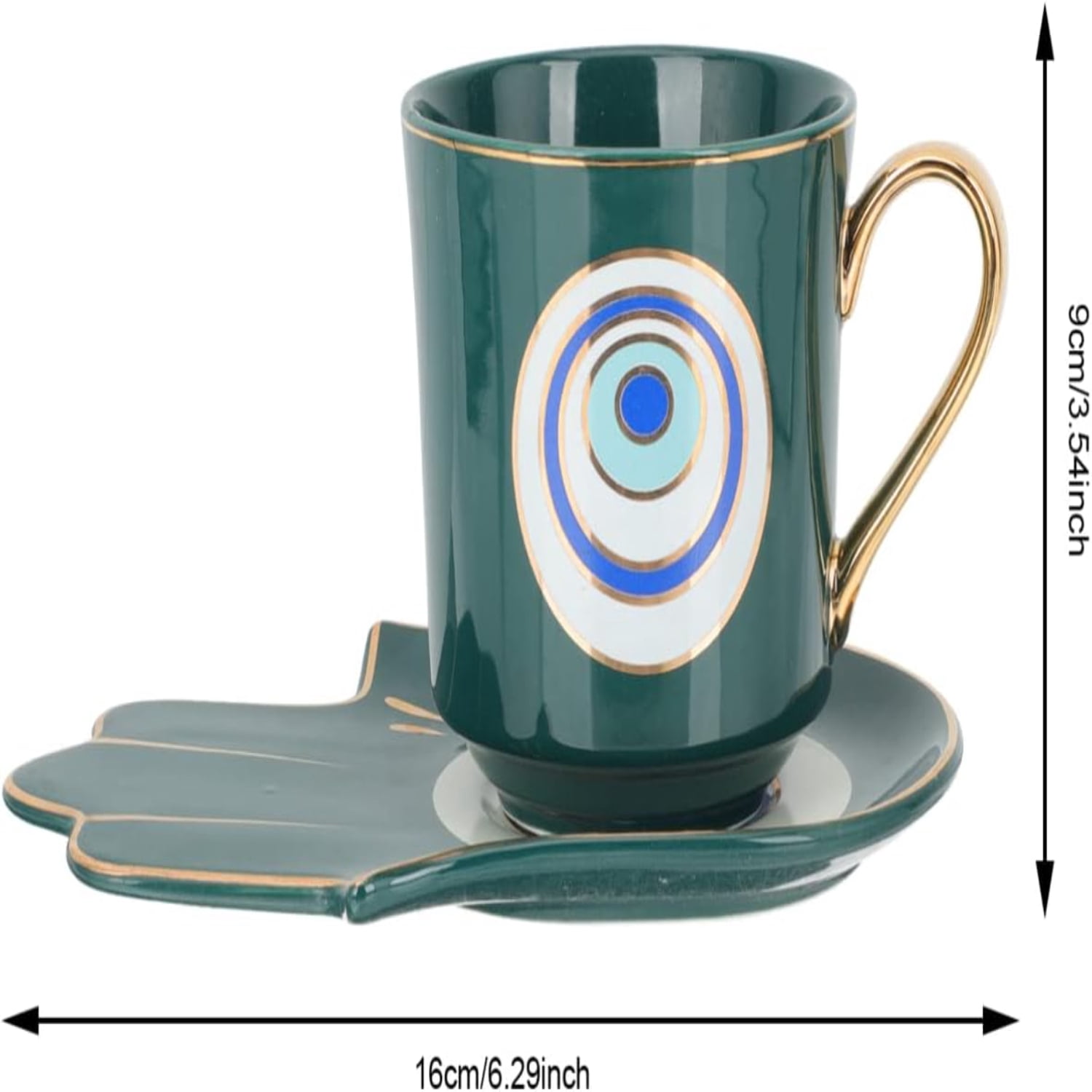 YANGKJ Elegant Set of 6 Vibrant Ceramic Coffee Mugs Inspired by Turkish  Arabic  and Greek Evil Eye Designs - Stylish Tableware for Espresso and Tea Time - Beautiful Addition to Cafe or H