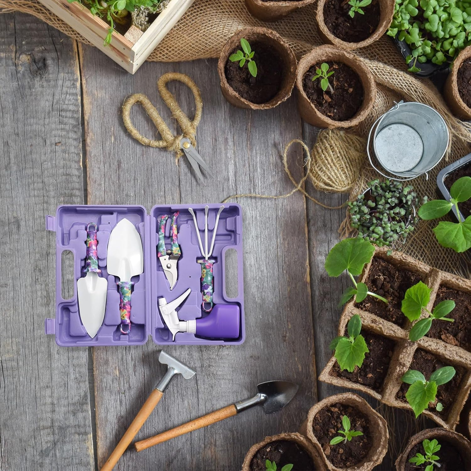 YANGKJ Purple 5Piece Plastic Gardening Planting Tool Set with Shovels