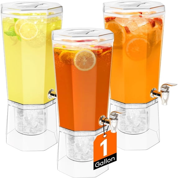 YANGLI 1-Gallon Plastic Drink Dispenser Set of 3 with Stand - BPA Free, for Parties & Mimosa Bars