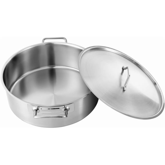 YANGLI 11-Quart Stainless Steel Stock Pot with Lid and Handles, Heavy Duty Soup Pot for Cooking Boiling Stewing Frying, Gas Electrical Appliances Compatible
