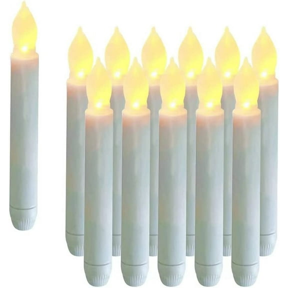 YANGLI 12-Pack Flameless LED Taper Candles, 6.5-Inch Battery Operated Candlesticks with Warm White Flicker
