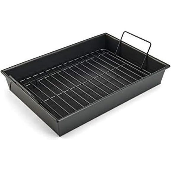YANGLI 13x9 Inch Pro Non-Stick Baking Pan | Roast & Broil with Rack, Dark Gray