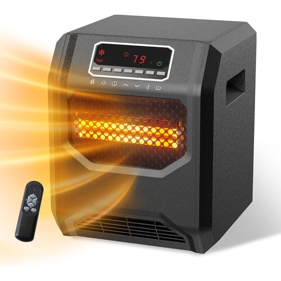 YANGLI 1500W Infrared Heater with 6 Quartz Elements, Child Lock & Timer