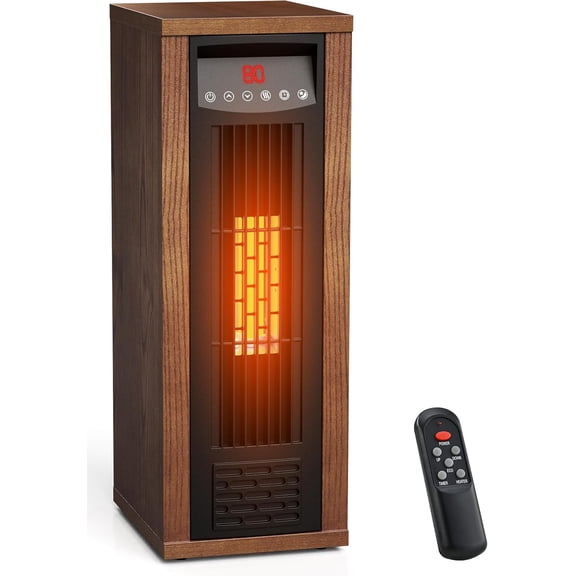 YANGLI 1500W Infrared Tower Heater with Remote & Thermostat, Walnut