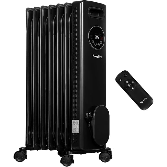YANGLI 1500W Oil Filled Radiator with Remote, Digital Thermostat, 24H Timer, ETL-Certified, Black