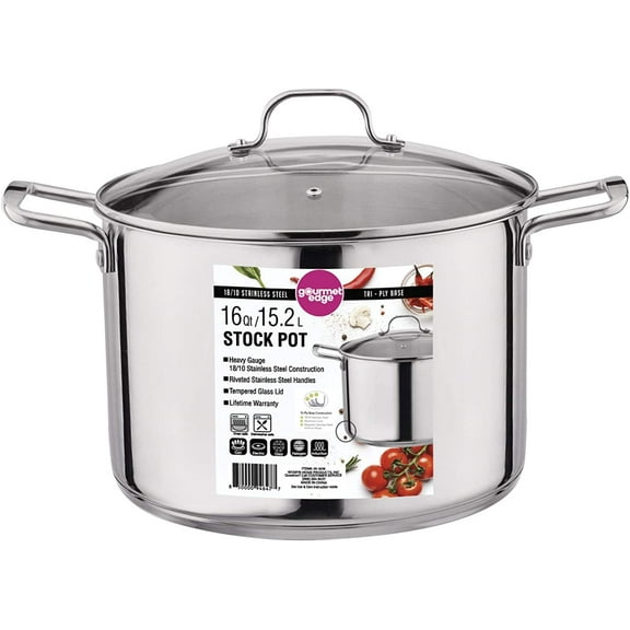 YANGLI 16-Quart Stainless Steel Stock Pot with Lid, Soup Pot Dishwasher and Oven Safe (Silver)