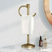YANGLI 17 Inch Free Standing Towel Bar, Antique Brass, Stainless Steel, Countertop Towel Holder for Bathroom Vanity