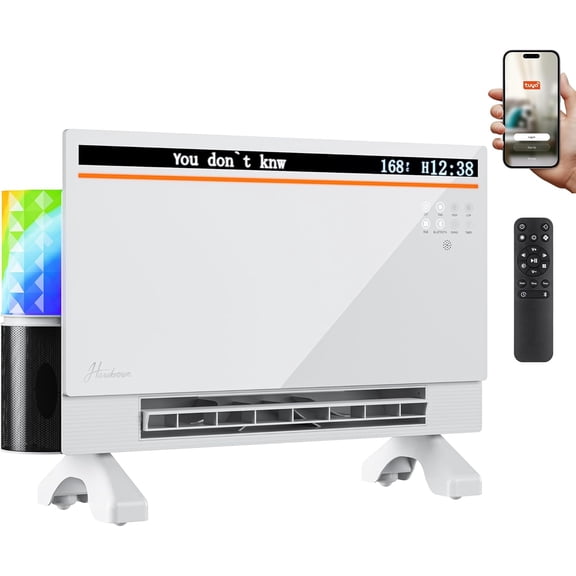 YANGLI 1800W Smart Panel Heater with Bluetooth Speaker & RGB Lights, Alexa Compatible
