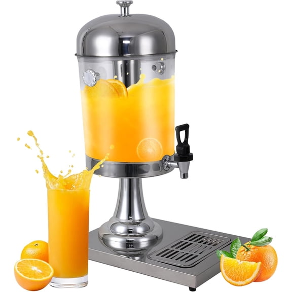 YANGLI 2.2-Gallon Commercial Drink Dispenser with Stand, Ice Container & Drip Trays - Hot & Cold