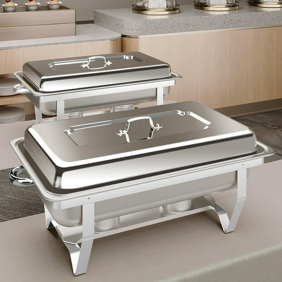 YANGLI 2-Pack 9QT Chafing Dish Set | Full Pan Stainless Steel, Complete Buffet Warmers for Parties & Events