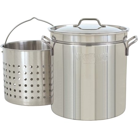 YANGLI 24-Quart Stainless Steel Stockpot Model 1124, Includes Vented Lid & Perforated Basket for Steaming Boiling and Frying
