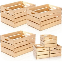 YANGLI 3 Pack Large Wood Crates – 20” x 14” x 11” Unassembled Wooden Milk Crates with Handles