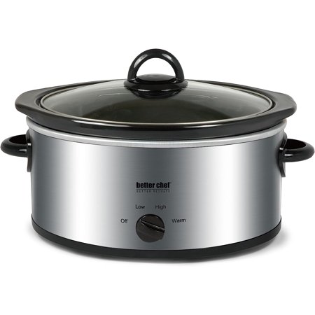 YANGLI 3-Quart Oval Slow Cooker, 3 Temp Settings, Glass Lid, Enamel Stoneware Insert, Stainless Steel