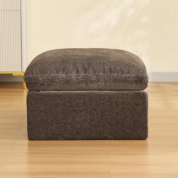 YANGLI 33.5" Cloud Ottoman for Modular Sofa, Comfy Chenille Upholstered Footrest w/ Memory Foam, Fully Compressed Packaging, Oversized Ottoman Bench for Living/Small Space, Brown