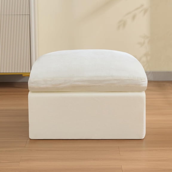 YANGLI 33.5" Cloud Ottoman for Modular Sofa, Comfy Chenille Upholstered Footrest w/ Memory Foam, Fully Compressed Packaging, Oversized Ottoman Bench for Living/Small Space, Beige