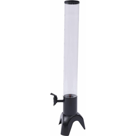 YANGLI 3L Beer Tower Dispenser with Ice Core  100oz Clear & Black Cylindrical Drink Dispenser, 304 SS Tap  Tabletop for Bar, Restaurant, KTV, Home