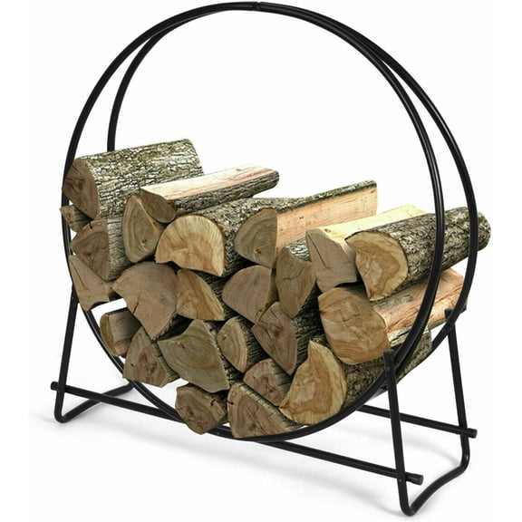 YANGLI 41-Inch Round Firewood Hoop, Heavy Duty Steel Wood Storage Rack for Fireplace & Fire Pit