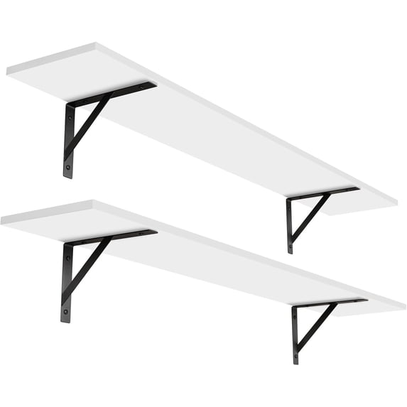 YANGLI 47.3 Inch Extra Long Wall Shelves Set of 2 - White Floating Shelves with Metal Brackets