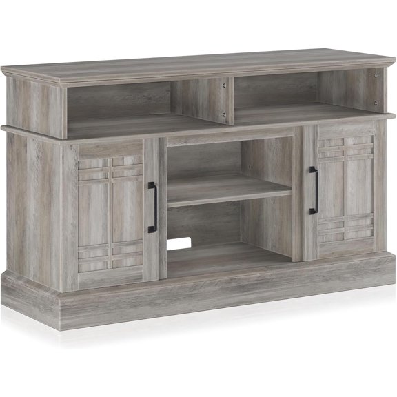 YANGLI 48" Norrell Farmhouse TV Stand with Open Shelves & Cabinets, Fits 50" TV, Gray Wash