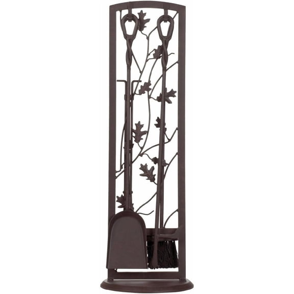 YANGLI 5-Piece Fireplace Tool Set, Oak Leaf Design, 30 Inches, Colonial Brown
