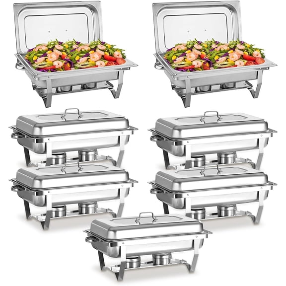 YANGLI 7-Pack 9QT Chafing Dish Set | Full Pan Stainless Steel, Complete High-Grade Buffet Warmers for Any Event