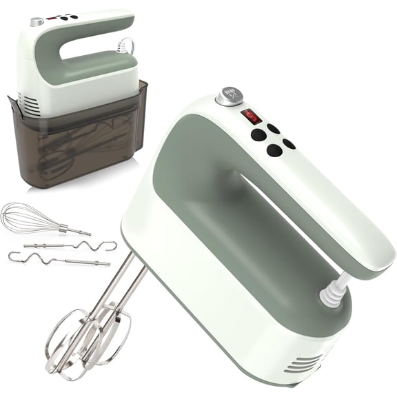 YANGLI 9-Speed Digital Hand Mixer, 400W DC Motor, Light Green, Touch Button & Turbo Boost, Includes 5 Stainless Steel Accessories