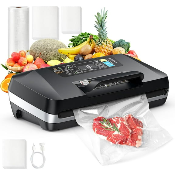 YANGLI 95kPa Vacuum Sealer Machine Double 12mm Heat Seal, 10-in-1 Modes, Built-in Cutter, Includes Bags