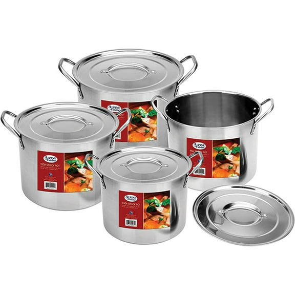 YANGLI Alpine 4-Piece Stainless Steel Stock Pots Set, Multi-Size Cookware Collection