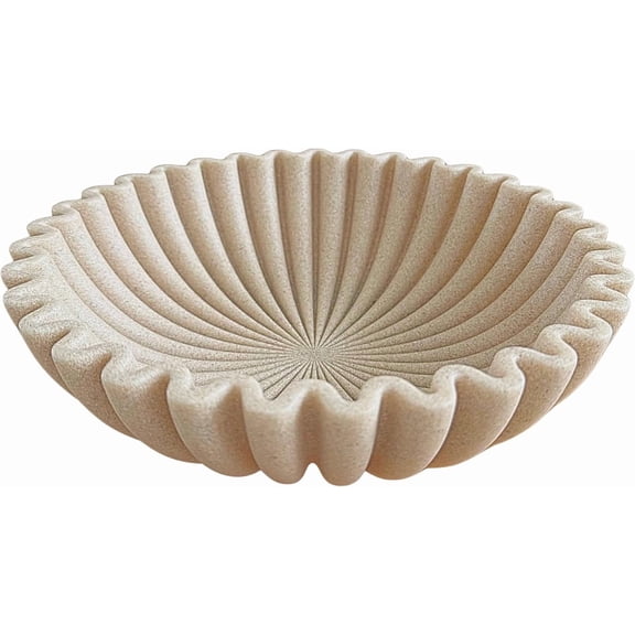 YANGLI Beige Resin Decorative Bowl – Large Fruit Bowl for Entryway Table & Kitchen Counter