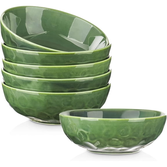 YANGLI Ceramic Pasta Bowls Set of 6 (Green) - 32 Ounce Soup Bowls, Large Salad Bowls, Chip Resistant, Dishwasher & Microwave Safe