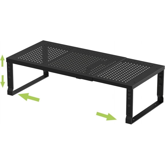 YANGLI Expandable Stackable Kitchen Organizer – Metal Pantry Storage Shelf, Large, Black