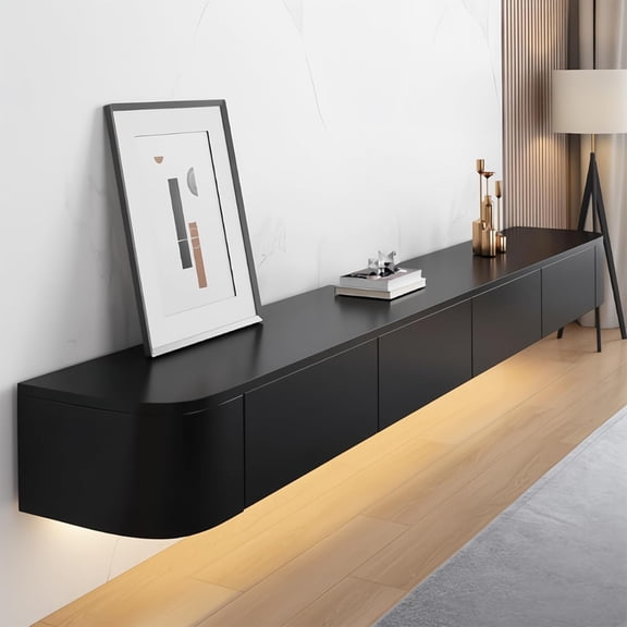 YANGLI Floating TV Stand Hidden Storage, Fits 47-118" TV, Optional LED Black w/ LED, 55.1"