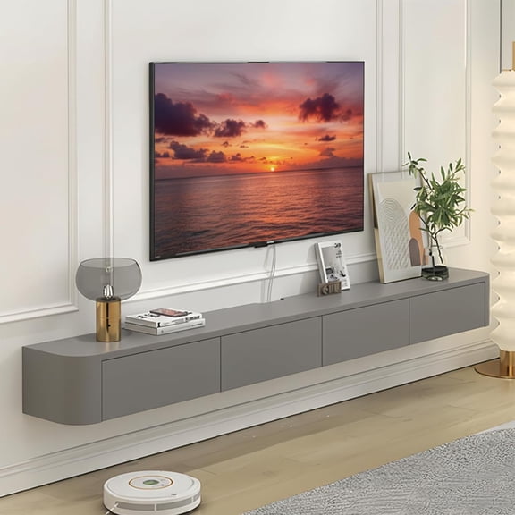 YANGLI Floating TV Stand Hidden Storage, Fits 47-118" TV, Optional LED Grey, 47.2"