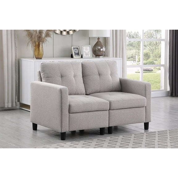 YANGLI Loveseat Sofa, 52" Small Loveseat Couch for Small Spaces, 2-Seater Modular Sectional Couch for Living Room/Bedroom/Apartment, Dark Grey