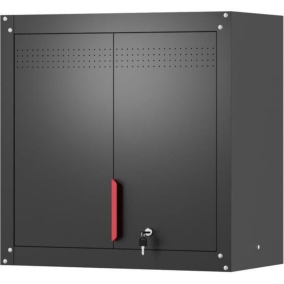 YANGLI Metal Wall Mounted Garage Storage Cabinet w/Lock & Handle  Adjustable Shelves, for Garages/Storage Rooms/Basements