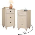 thumbnail image 1 of YANGLI Nightstands with Charging Station, Set of 2 End Table with Power Outlets & USB Ports for Living Room, Modern Side Table with Drawer & Storage Cabinet for Bedroom, Beige, 1 of 6