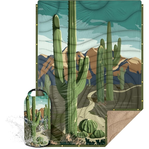 YANGLI Outdoor Camping Blanket with Sherpa Lining - 78"x56" Puffy Ultralight Warm Quilt