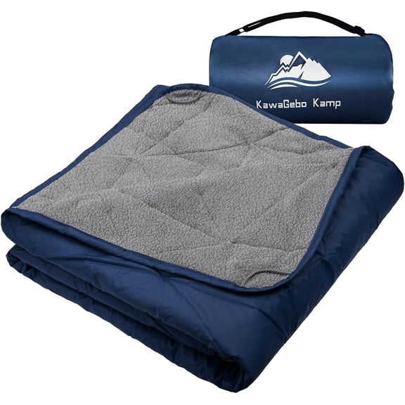 YANGLI Outdoor Waterproof Blanket - 80"x58" Foldable Fleece Stadium Blanket (Dark Blue)