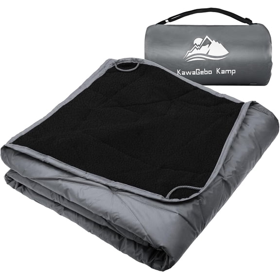 YANGLI Outdoor Waterproof Blanket - 80"x58" Foldable Fleece Stadium Blanket (Smoky Gray)