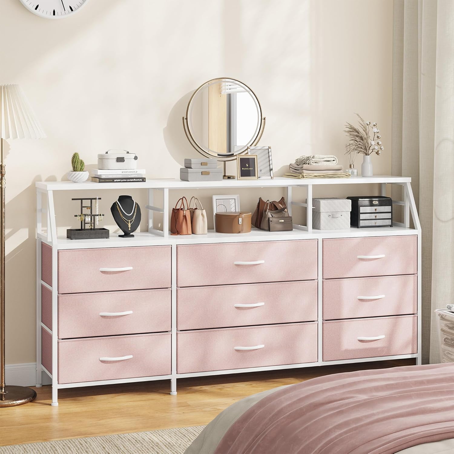 pink dresser set Ritzi & Mirror Charlton Home Color Magritte Dresser - Blush Pink