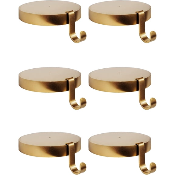 YANGLI Sturdy Heavy Round Gold Metal Base Stocking Hooks 4" Diameter 2.2lb Each, Pack of 6 Mantle Hangers