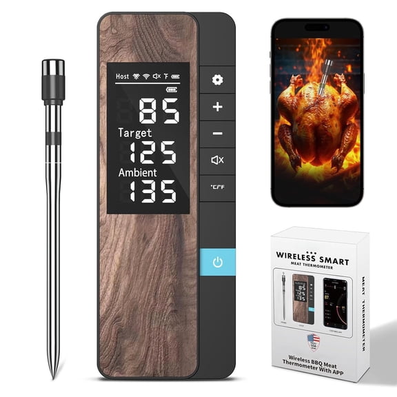 YANGLI Wireless Meat Thermometer – Multi-Sensor, Ultra-Thin Probe, Bluetooth, with App & Recipes