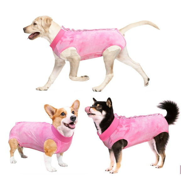 YANGUMGUAN Dog Surgery Recovery Suit for Female Male Dogs, Cone E-Collar Alternative, Neuter Anti-Licking Onesie Abdominal Wound Protection for Dogs Cats, Pink, XXL