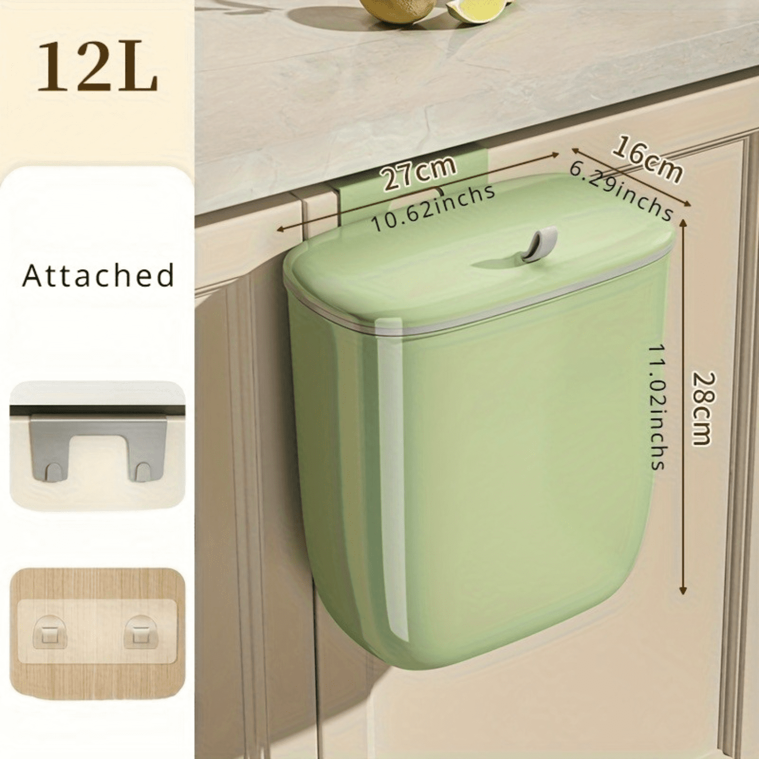 YANGURJ Wall Mounted Plastic Waste Bin High Aesthetic Living Room Trash ...