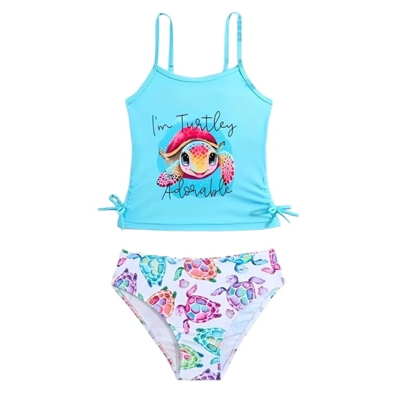 YANGXINX Girls 2 Piece Swimwear Cute Animal Floral Print Summer Beach Tankini Bikini Top and Bottom Outfit Swimsuits girl's swimwear