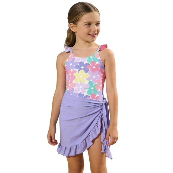 YANGXINX Girls Tankini Swimsuits Cute Floral Printed Ruffle Trim Sun Swimwear Summer Hawaiian Beach Sets for Toddler and Kids girl swimsuits